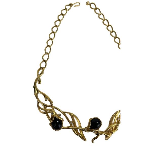 Vintage Jose Maria Barrera for Avon Granada Necklace 1990s Black and Gold Tone - Picture 3 of 8